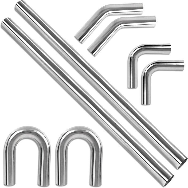 3 inch O.D. T304 Stainless Steel DIY Custom Exhaust Tubing Mandrel Bend Exhaust Pipe Straight & U-bend Kit, Universal Fit
