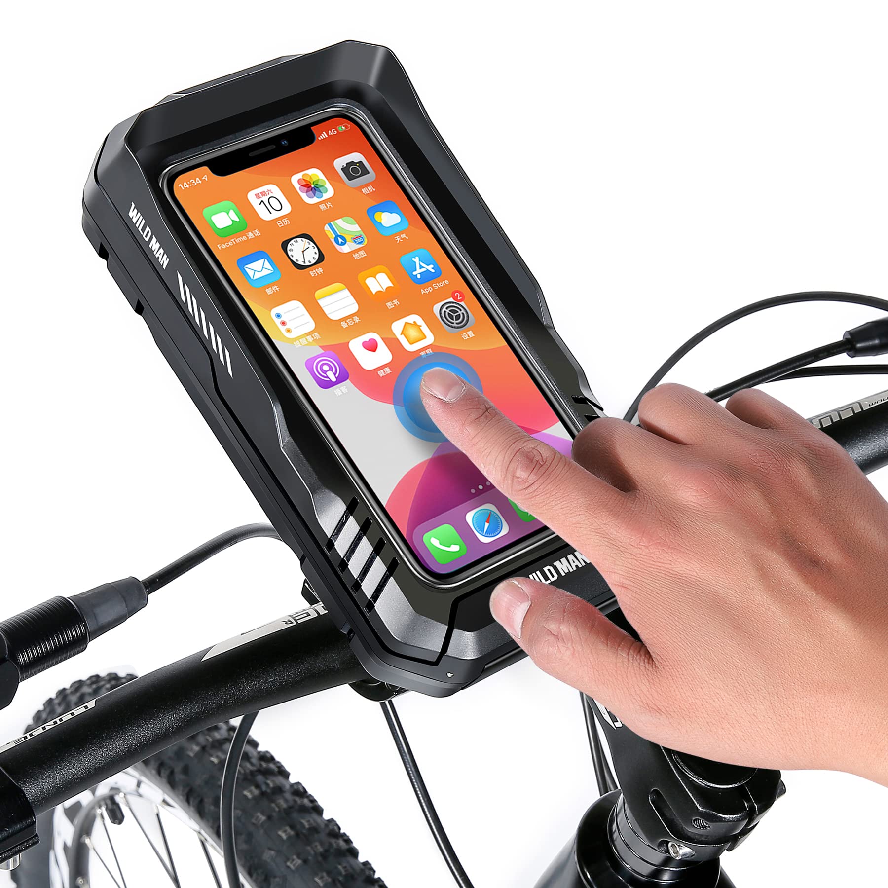 

WILD MAN 0.6L 360° Rotating Quick Release Bicycle Phone Holder Type Bicycle Handlebar Bag with Touchscreen - Ideal for Motorcycles, Road Bikes, MTBs,