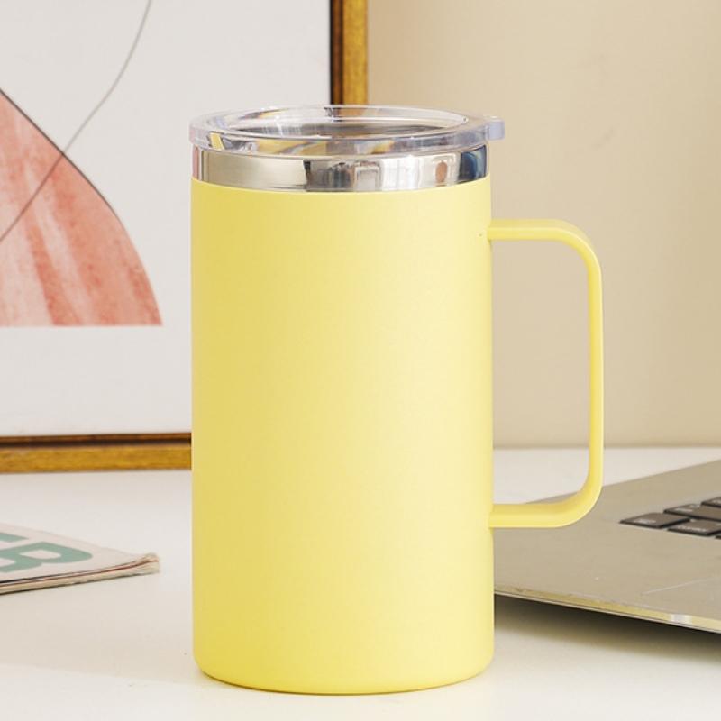 650ML Stainless Steel Water Bottle with Lid and Handle Double Layers Portable Simply Style Coffee Mug Heat Insulation Milk Cup