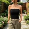 Damen Top Trägerlos Schulterfrei Bandeau Tube Top Einfarbige Elastisches Gewebe Taillenformende Tops Tägliche Kleidung