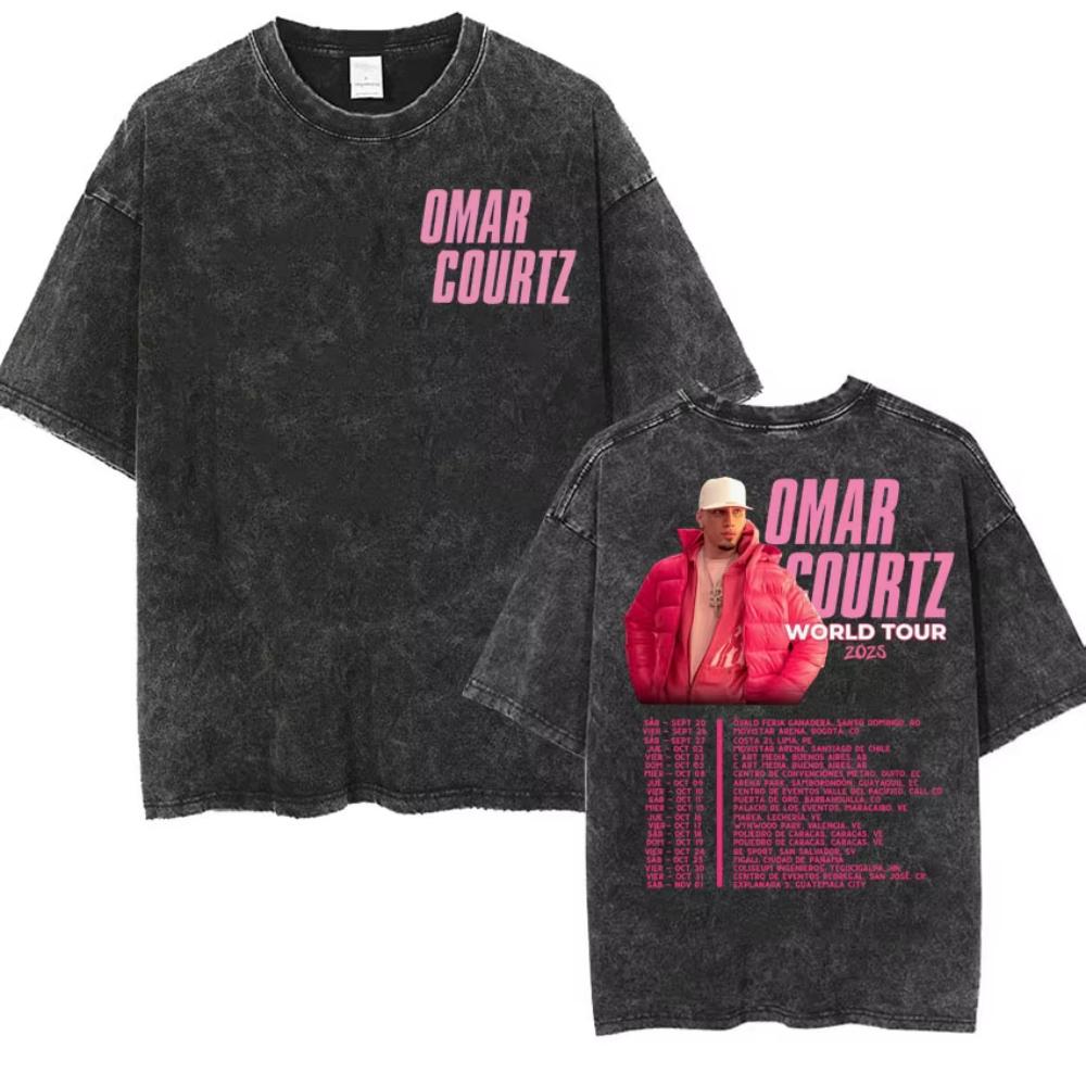 Rapper Omar Courtz Primera Musa World Tour T Shirts Men Women Fashion Gothic Hip Hop T-shirt Vintage Washed Short Sleeve T-shirt
