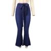 High Waisted Stretchy Tied Flared Wide Leg Jeans for Women High Waist Tie Jeans High Stretch Slim Flare Jeans Casual Wide Leg Pants