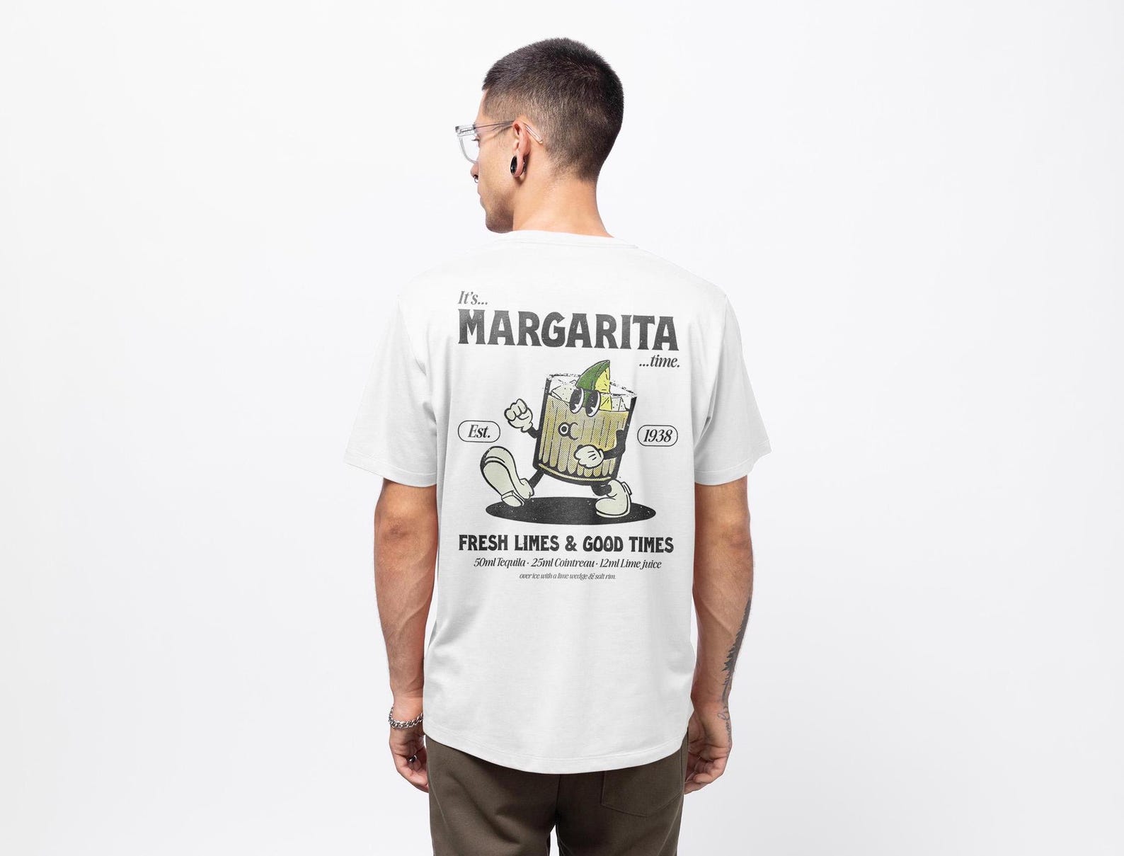 Margarita Time Graphic T-Shirt: Organic Cotton Unisex Tee XXL