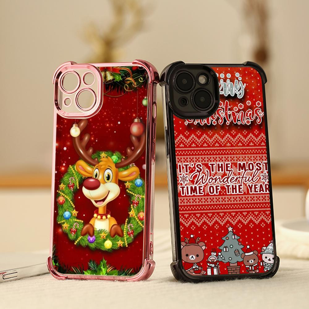 Ae117 Frohe Weihnachten Frohes Neues Jahr Design Galvanisierte TPU Handyhüllen für Xiaomi 11 Lite Redmi Note 13 Pro 12C Huawei Vier-Ecken-Schutzhülle
