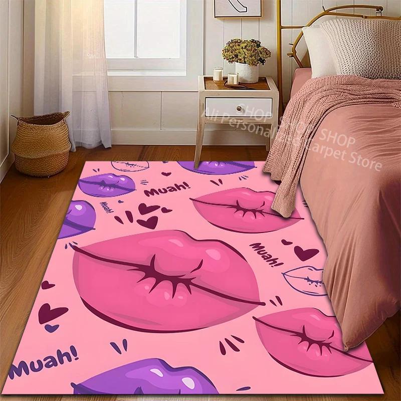 6 Style Fashion Sexy Lips Pattern Carpet for Living Room Bedroom Bedside Floor Mat Cloakroom Modern Home Area Decor Large Size
