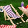 1Pcs 1:12 Dollhouse Miniature Beach Chair Toy Striped Plastic Diy Foldable Deckchair For Dolls Decor
