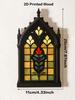 Gothic Church Window Style Desktop Decor Floral/Geometric Pattern Halloween Decoration Wooden Tabletop Ornaments for Home, Shelf