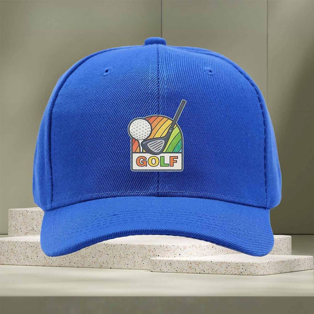 Colorful Rainbow Golf Graphic Baseball Cap Adjustable PolyCotton Casual Sport Hat for Adults