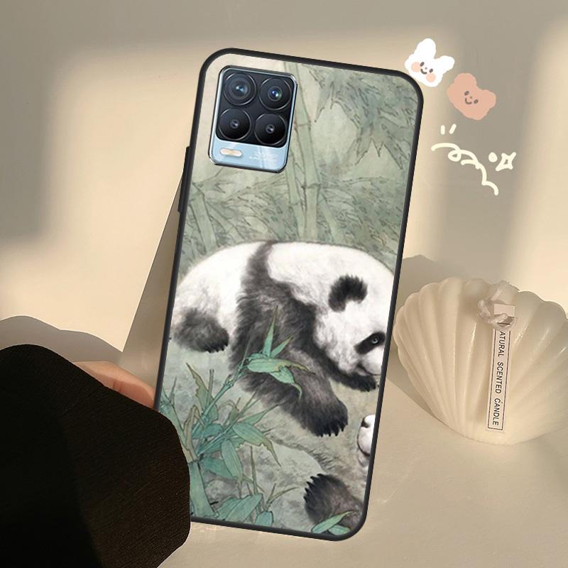 Chinese Bear Panda Case For Realme C55 C63 C61 C51 C53 C25 C65 C67 C71 C75 11 12 13 14 Pro Plus GT6 GT7 15 Pro