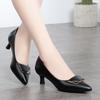 Fashion 2024 Early Spring New High Heels Women's Single Shoes Soft Leather Shallow Mouth Pointed Thin Heels Fashion Women's Single Shoes
