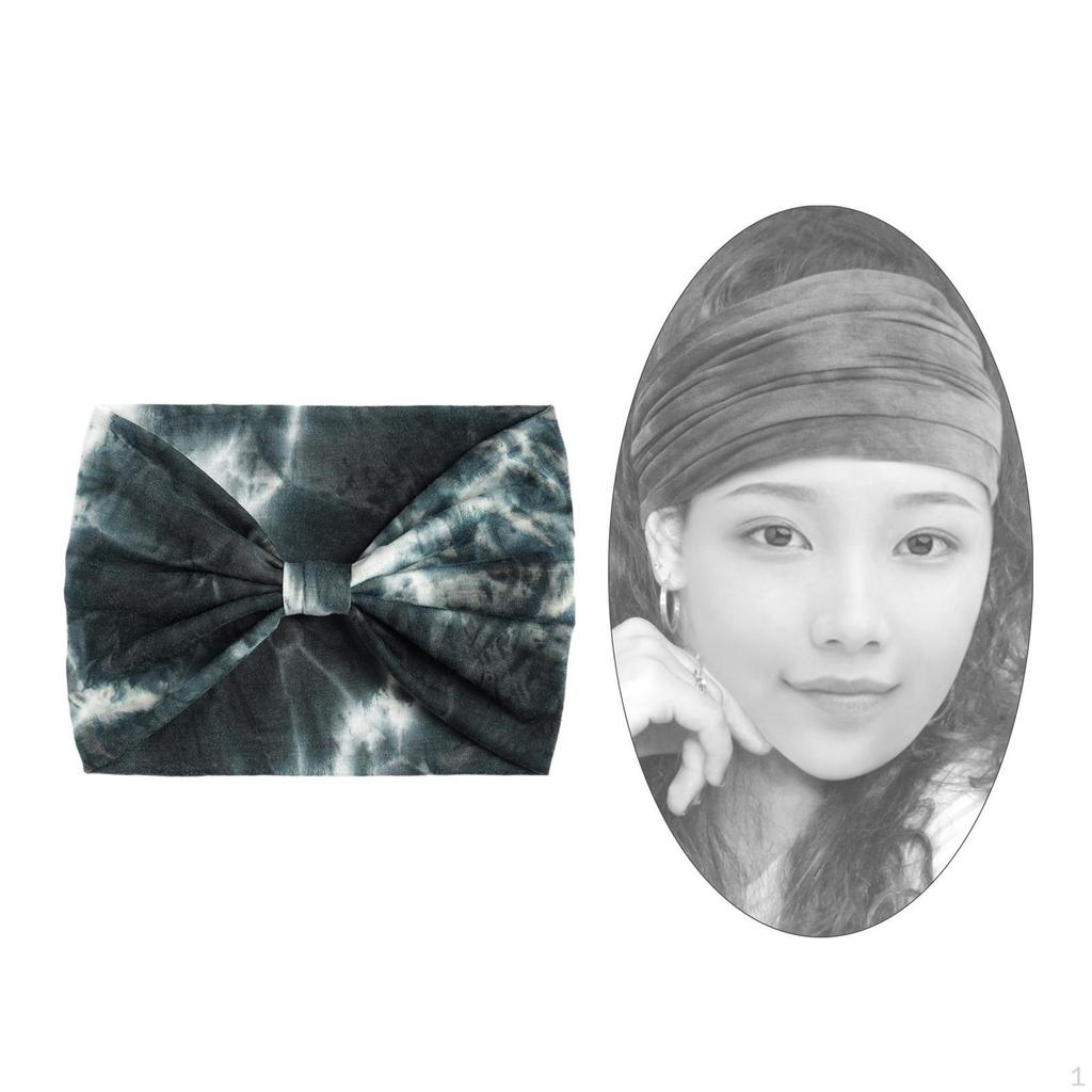Wide Headband for Women Tie Dye Athletic Elastic Girls Moisture Wicking Bandana