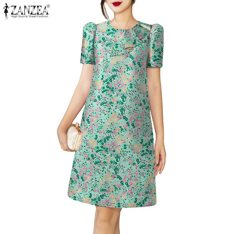 

ZANZEA Women Summer Round Neck Short Sleeve Print Dress S