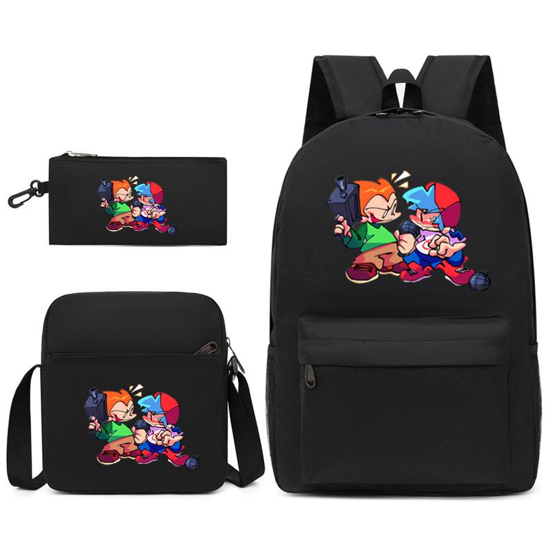 Classic Popular Friday Night Funkin Printed 3pcs/Set Pupil School Bags Laptop Daypack Backpack Inclined Shoulder Bag Pencil Case