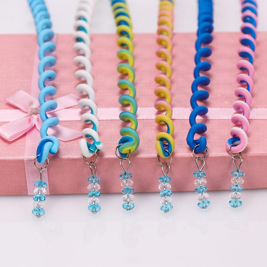 6PCS/lot Rainbow Color Headband Cute Girls Hair Band Crystal Long Elastic Hair Bands Headwear Hair Accessories