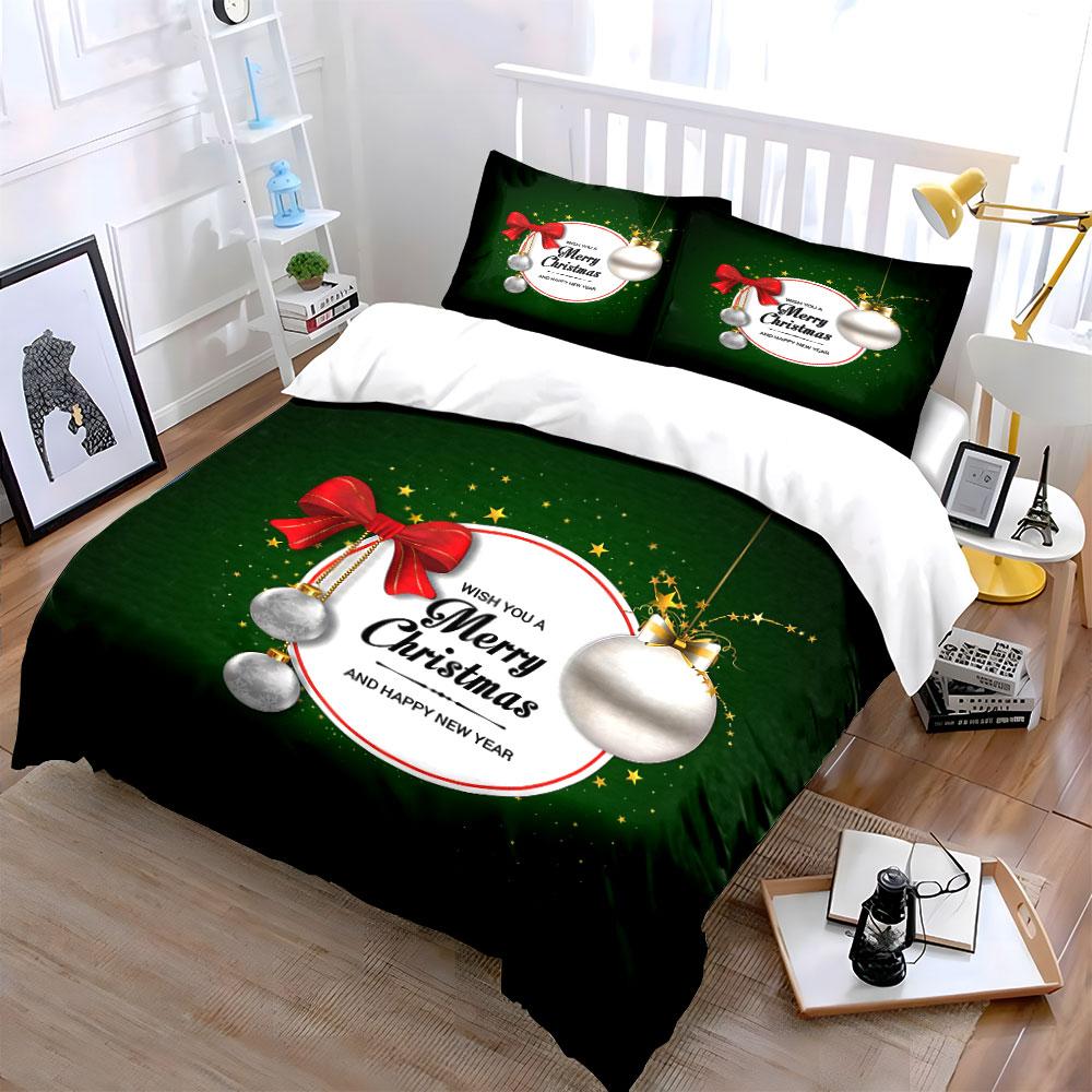 Merry Christmas Decor Set Bedding Duvet Cover Set Duvet Cover Pillowcases  (1*Duvet Cover 2*Pillowcases, without duvet insert)