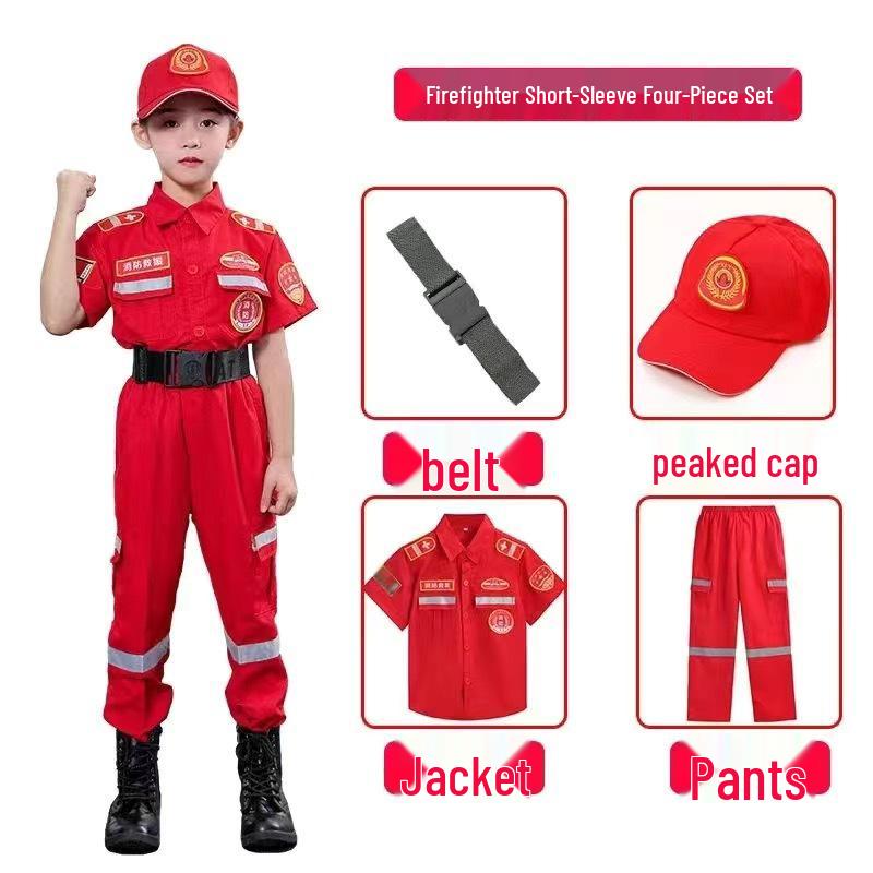 Kids' Firefighter Costume: Halloween Cosplay & Performance Set