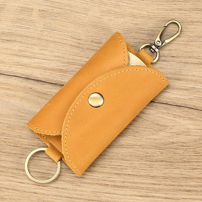 Leather Key Bag, Crazy Horse Leather Multi-Color Keychain, First Layer Cowhide Key Hanging.