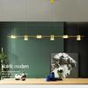 Modern LED Pendant Light Remote Dimming Indoor Lighting Art Ceiling Pendant Light Gold Long Strip Kitchen Restaurant Decoration