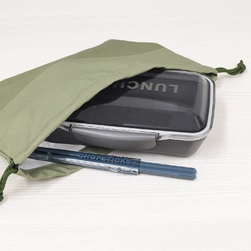 Monochrome Lunch Drawstring Bag, Navy, 73647