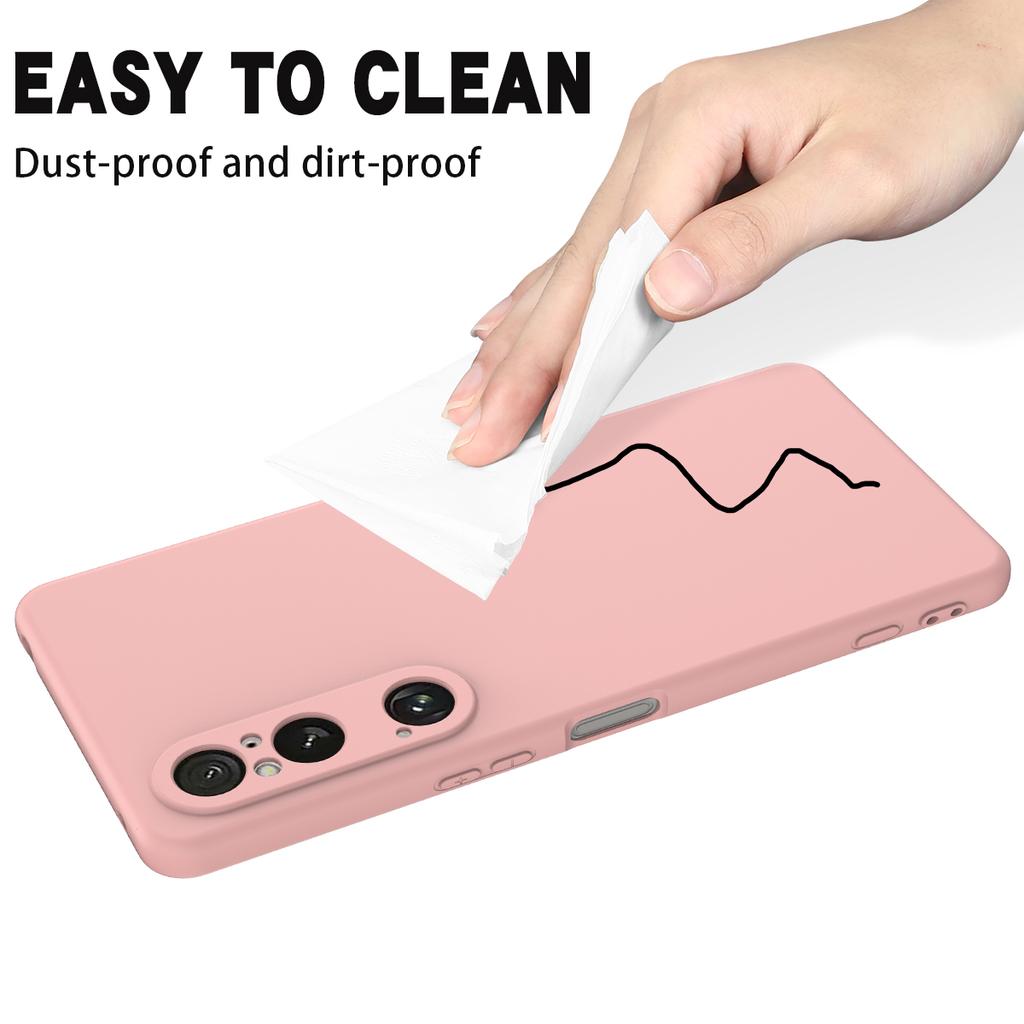 For Sony Xperia 1 VI Case Liquid Silicone Lining Cushion Drop Protection Phone Cover with Strap