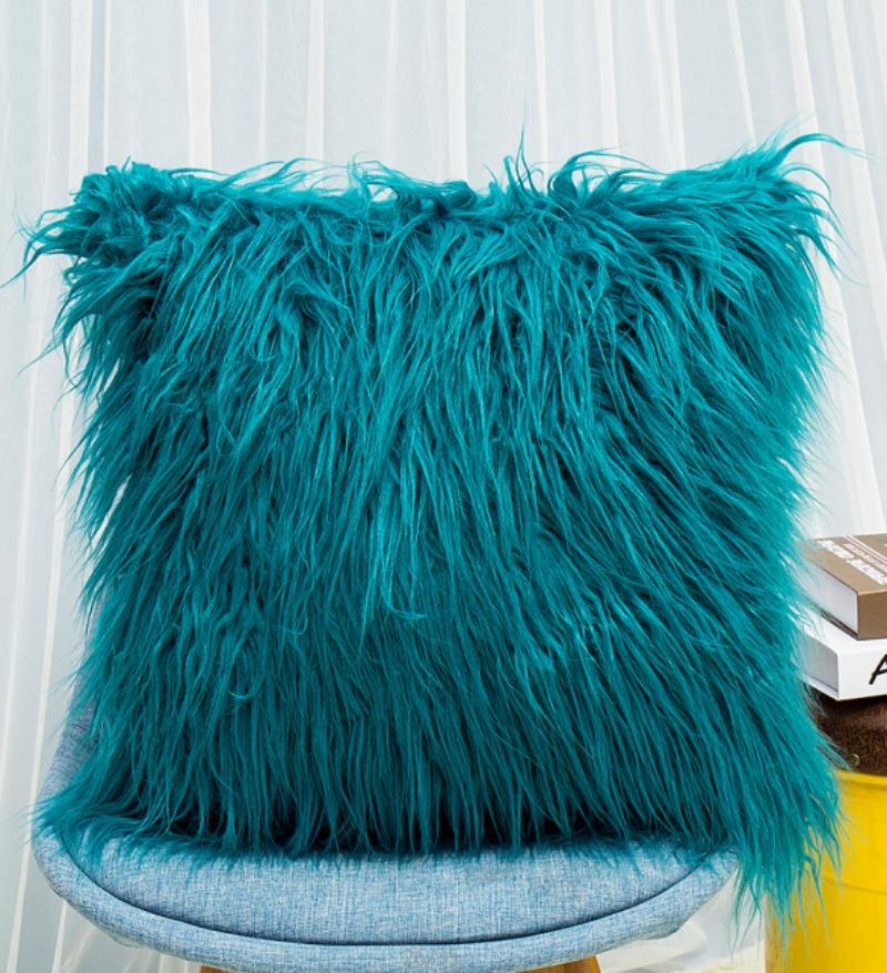45x45cm Artificial Wool Fur Sheepskin Cushion Cover Hairy Faux Plain Fluffy Soft Throw Pillowcase Washable Square Pillow Case