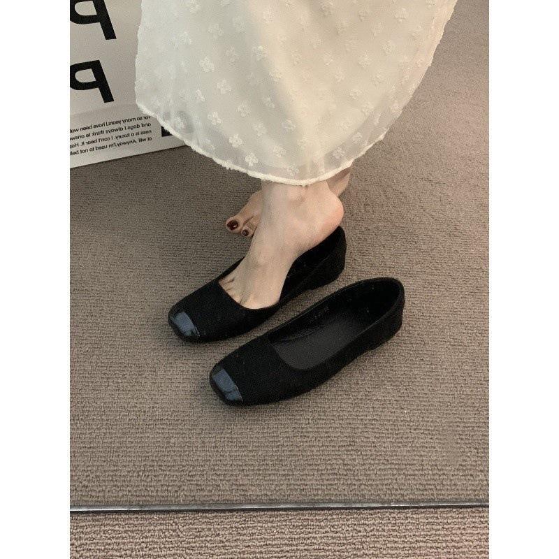 Flat-bottomed French temperament apricot single shoes fairy shoes spring and autumn 2025 new summer gentle small fragrant wind evening grandma shoes