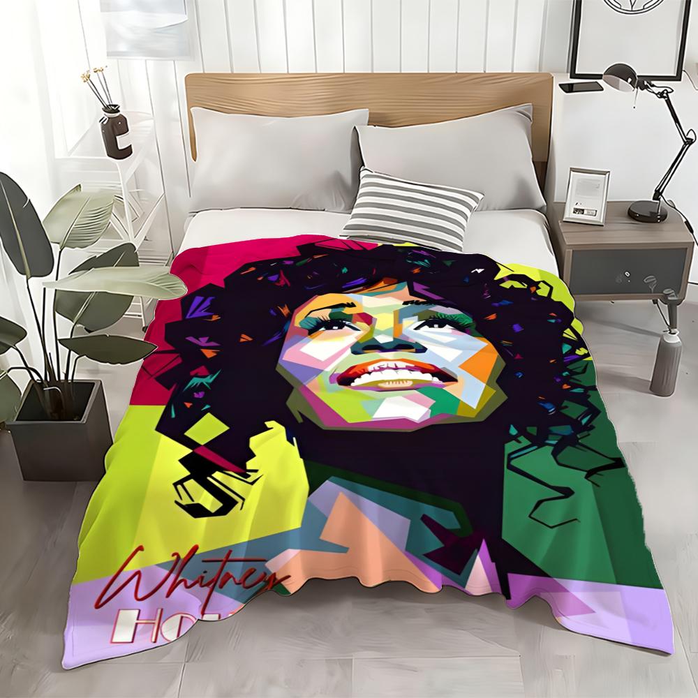 Whitney Houston Throw Flannel Throw Blanket: Soft Kid-Friendly Warm Anti-Static All Season Washable Couch Bed Home