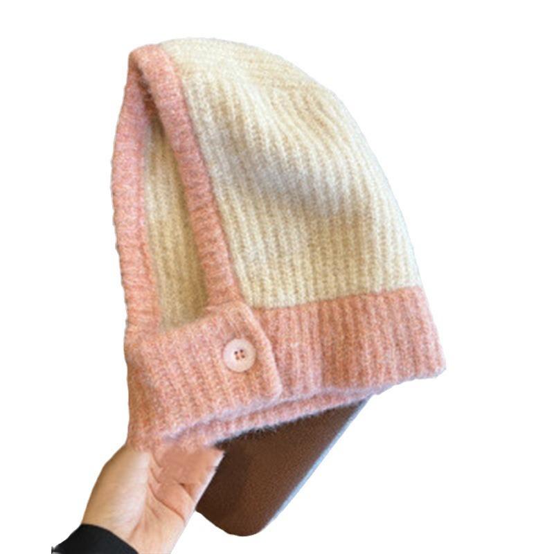 Japanese Autumn and Winter New Warm Hat Scarf Integrated Female Couples Ear Protection Knit Hat Trendy Balaclava Hat