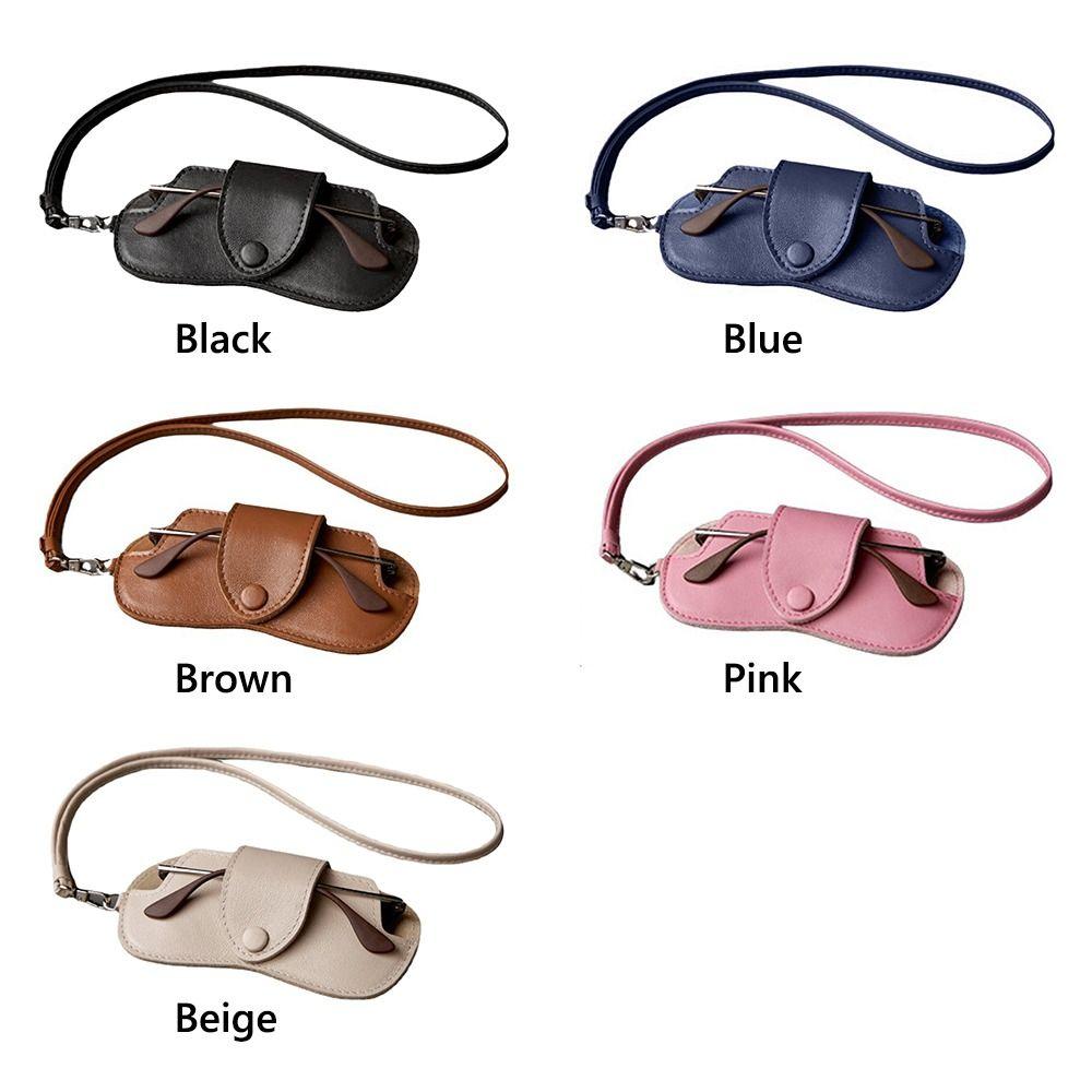 Solid Color Sunglasses Pouch with Lanyard SunGlasses Holder Hanging Sunglasses  Eyewear Accessories