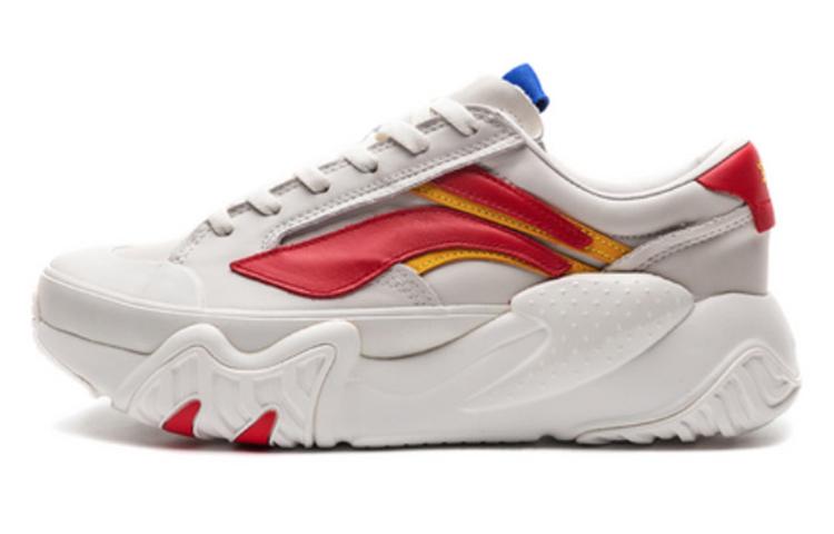 Li Ning Wave Амортизирующие Нескользящие Низкие Повседневные Кроссовки Мужские Облачный Туман Белый Красный AGCP309-4 44