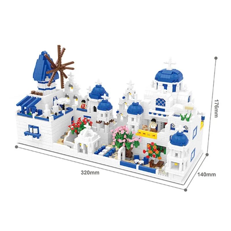 World City Architecture Mini Blocks Greece Santorini Building Bricks  St Paul Cathedral Toy Girl Birthday Valentine Day Present