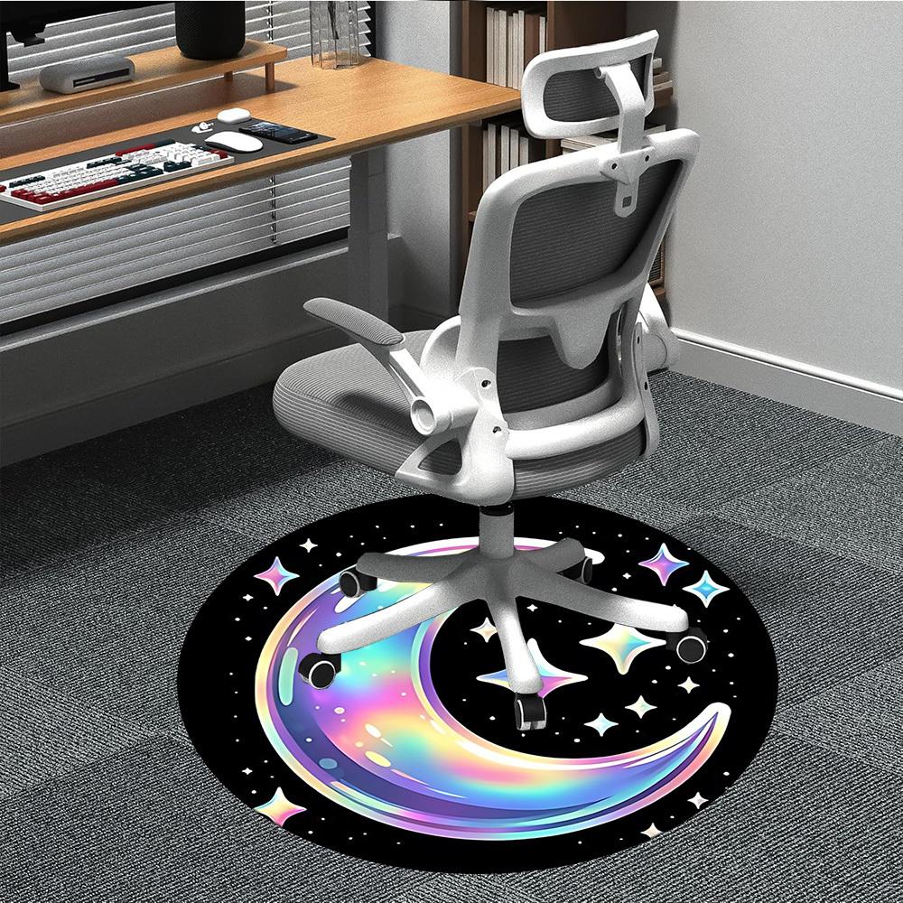 

1pc Moon Stars Night Sky Chair Carpet for Office, Soft, Non-Slip Polyester Mat, Office, Living Room, Bedroom, Durable Polyester yy251207139 80cm by 80cm