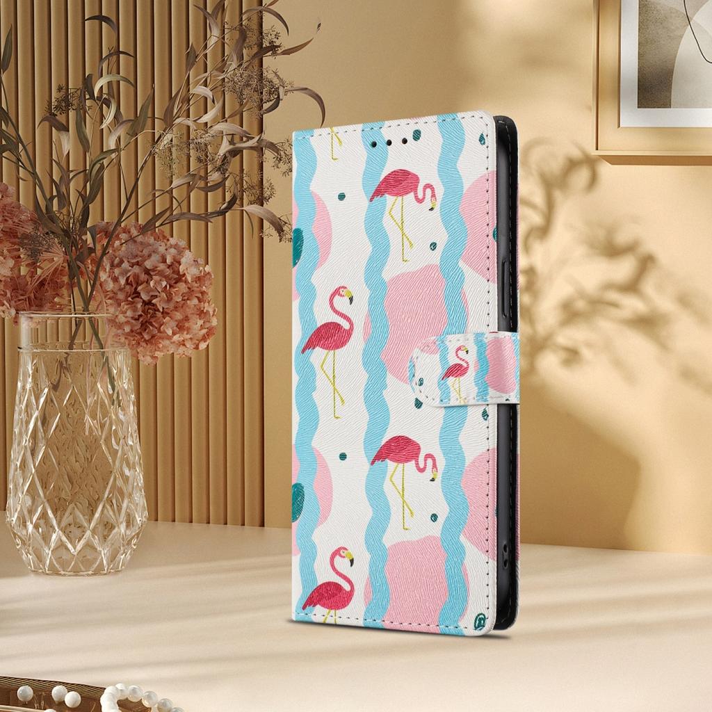 Custodia in Pelle a Portafoglio Flip per iPhone 17 16 15 14 13 12 Pro Max Plus Mini 17 Air Carina con Stampa Fiore Farfalla Cover Posteriore per Telefono