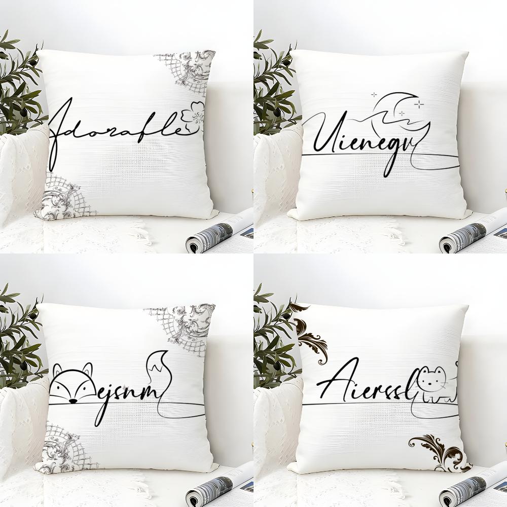 Artistic Animal Signatures Pillow Case Cotton Linen Fabric Square Zipper Pillowcase Home Decorative Living Room