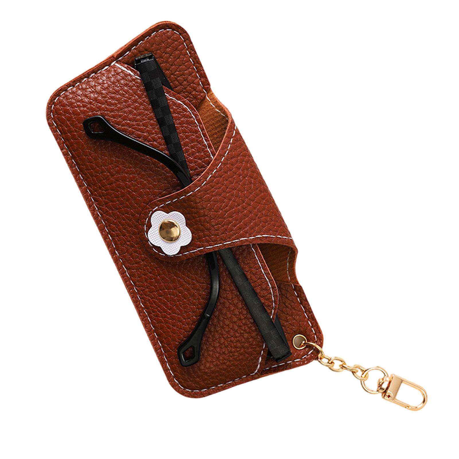 

Soft PU Leather Glasses Holder for Everyday Use with Flock Inner Layer for Lens Protections Various Type Glasses Case 1 темно-коричневого