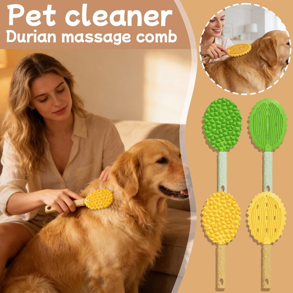 Durian-Shaped Pet Massage Brush: Efficient Loose Hair Remover & 2-in-1 Deshedding Comb For Cats & Dogs