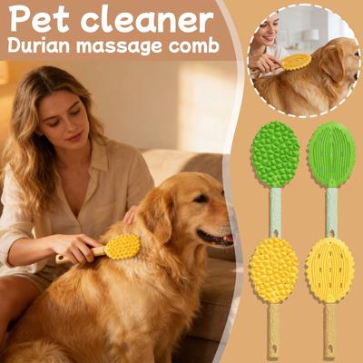 Durian-Shaped Pet Massage Brush: Efficient Loose Hair Remover & 2-in-1 Deshedding Comb For Cats & Dogs