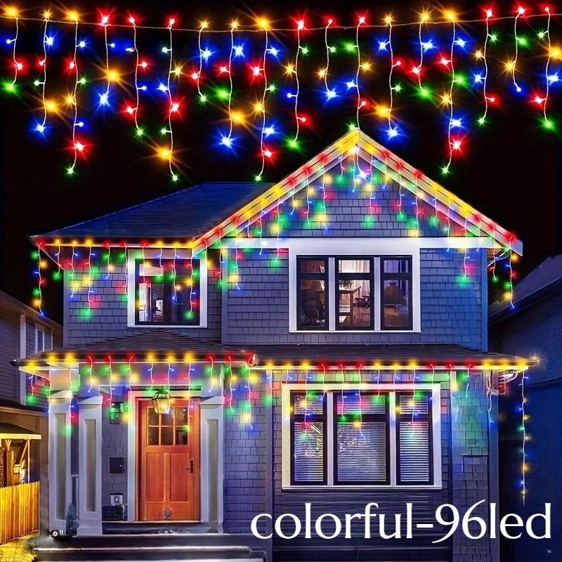 Solar Powered Icicle LED Lights Weatherproof Christmas String Lights Uses for Fence Tree Eaves Decor