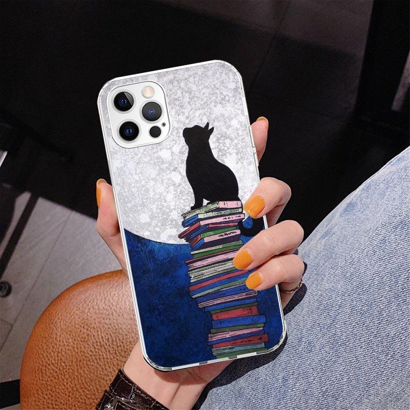 Black Cat Cartoon Cute Phone Case For iPhone 17 Air 16 Pro Max 16E 15 + 14 Plus 11 12 13 Mini 7 8 SE Gift Print Cover Fundas 17