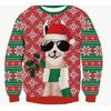 Christmas Pattern Cute Cat Dog Surroundings Autumn Winter Long Sleeved Fashionable Casual Loose Women's Pullover