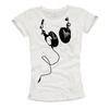 Womens Music Top Headphones Tshirt Black / White Print Dj Vinyl Elektro House Hip Hop S/M/L