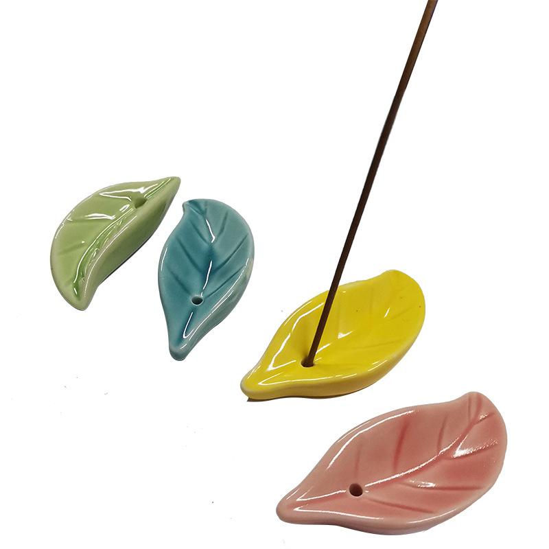 3Pcs Creative Leaf Line Incense Burner Ceramic Incense Burner Standing Household Indoor Line Incense Burner