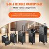 5 In 1 Professional Makeup Train Case Aluminum Cosmetic Case, Rolling Makeup Case Extra Large Trolley Makeup Travel Organizer, with 360° Swivel Wheels