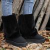Snow boots women's winter niche muffin thick-soled fluffy boots medium tube velvet warm cotton shoes flow