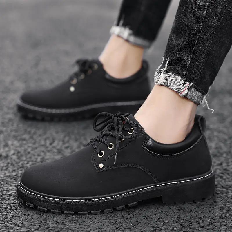 Men's Leather Shoes Retro Thick Sole New In Platform 2024 Male Casual Shoe Cowhide Free Delivery Shipping Common Trend