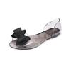Fashion Women's Shoes No Heel Bow Footwear Transparent Jelly Summer 2024 Beach Sandals for Woman Outdoor Crystal Flat Rubber Trend H Vip