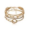 Simple Geometric Ot Buckle Versatile Jewelry Women, Creative Mix And Match Diamond-Encrusted Round Bead Multi-Layer Bracelet