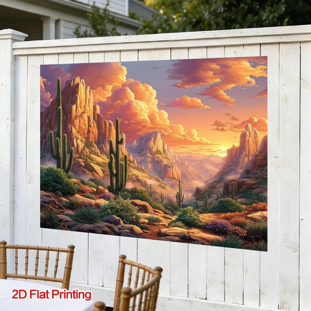 2D flat sunset desert scenery photography background cloth suitable for home garden use polyester