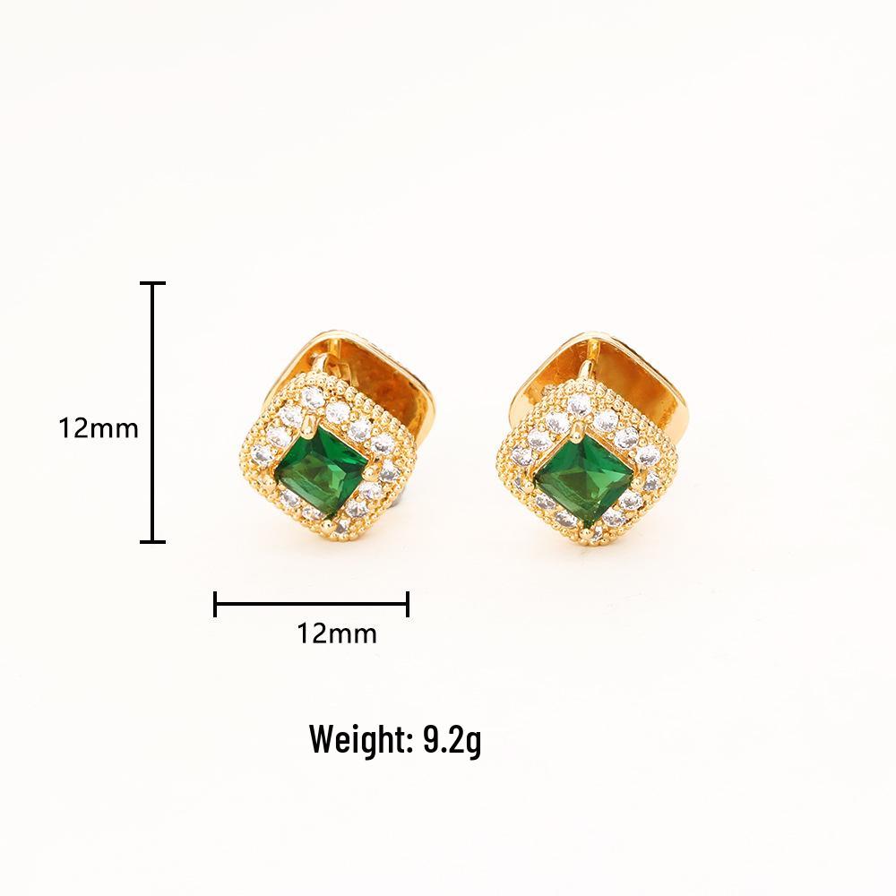 Double-sided Wearable Emerald Zirconia Vintage Elegant Earrings - Exquisite High-end Luxury Studs