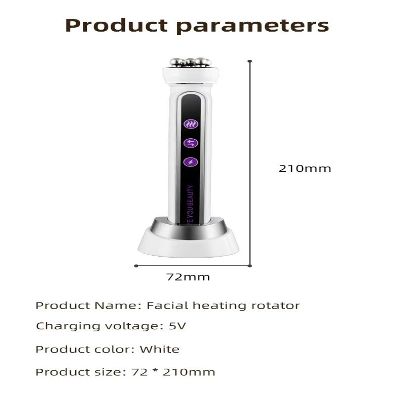 Facial Roller Massager EMS LED Phototherapy Rotary Massage Heating Introduction For Fine Pores Reduction Fine Lines